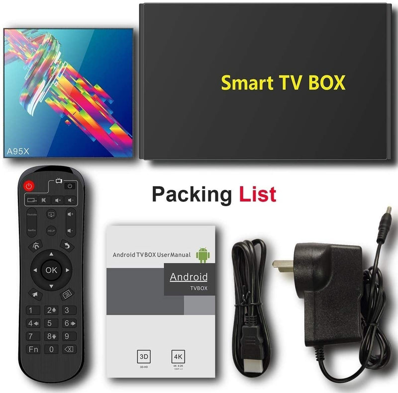 Android 9.0 Smart TV Box, Player Media 6K Resolution 4GB RAM 64GB ROM, RK3318 Chip Quad Core 64-bit, 2.4Ghz+5Ghz WiFi HDMI2.0 USB3.0 Support TF Card