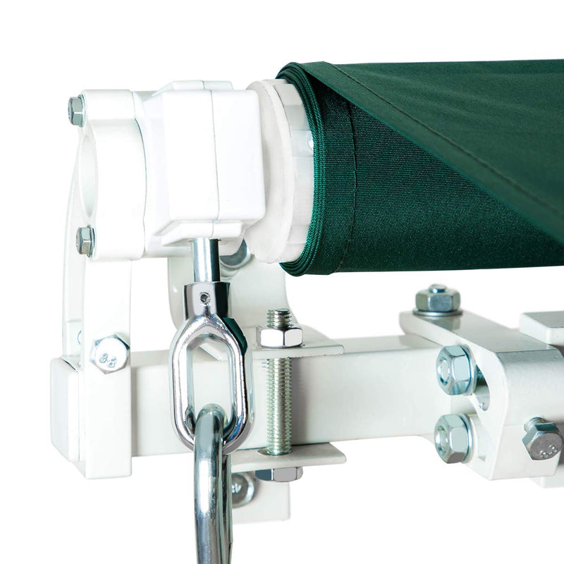 Patio Awning Retractable Sun Shade Patio Cover with Manual Crank Handle Dark Green