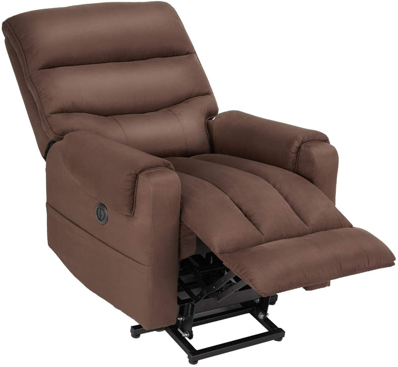 Electric Power Lift Recliner Chair Recliner Sofa for Elderly, Microfiber Recliner Chair with Heated Vibration Massage, 2 Side Pockets and USB Ports, Brown