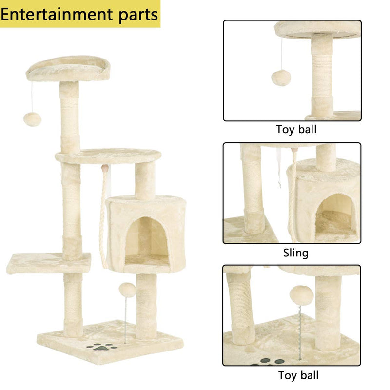 44 inchesMulti-Level Cat Tree Tower Condo Cat Activity Center (Free Gifts)