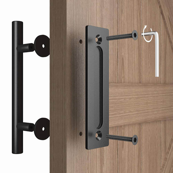 12 Inches Heavy Duty Pull and Flush Sliding Barn Door Handle Set Cylinder