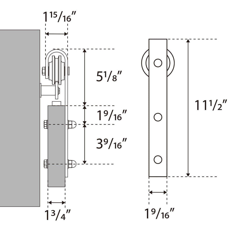 Brushed Nickle Sliding Barn Door Hardware Track Kit Ultra Hard Sturdy J Shape