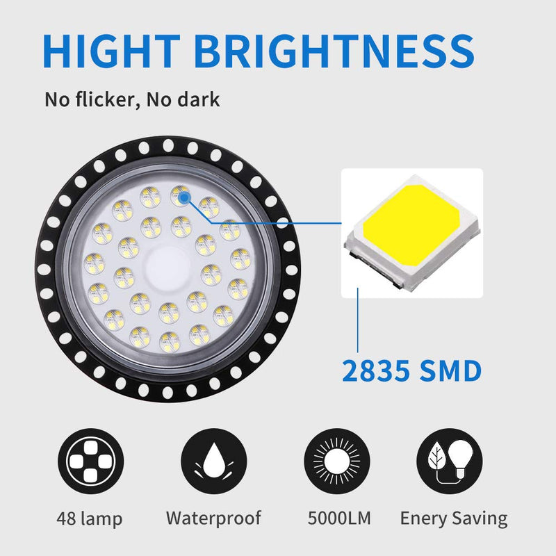 500W Super Bright Security Light Commercial Industrial Lighting High Bay Light 4 Pcs