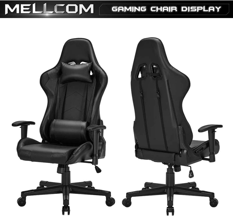 Gaming Chair Computer Game Chair Office Chair Ergonomic High Back PC Desk Chair Height Adjustment Swivel Rocker with Headrest and Lumbar Support Lumbar Pillow (Black)