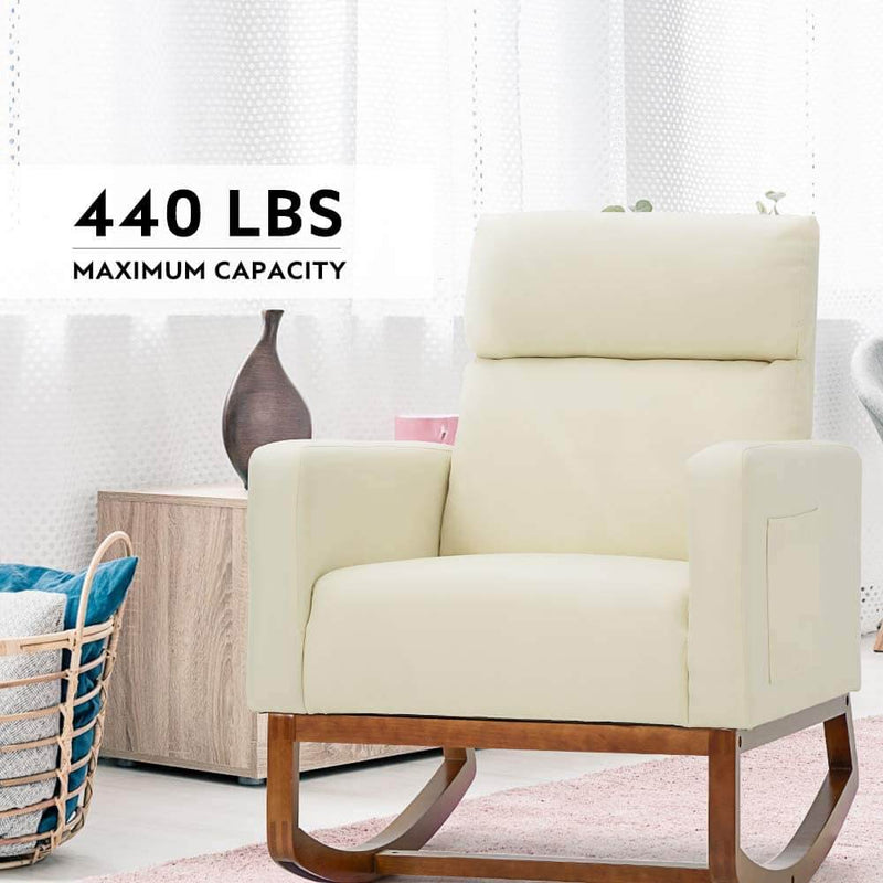 Rocking Chair, Comfortable Rocker Lounge Chair, Relax Armchair Massage Rocking Chair for Nursery, White