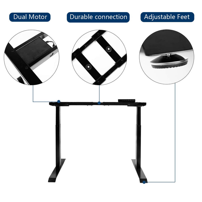 Electric Standing Desk Frame Motor Memory Preset Controller Black Dual