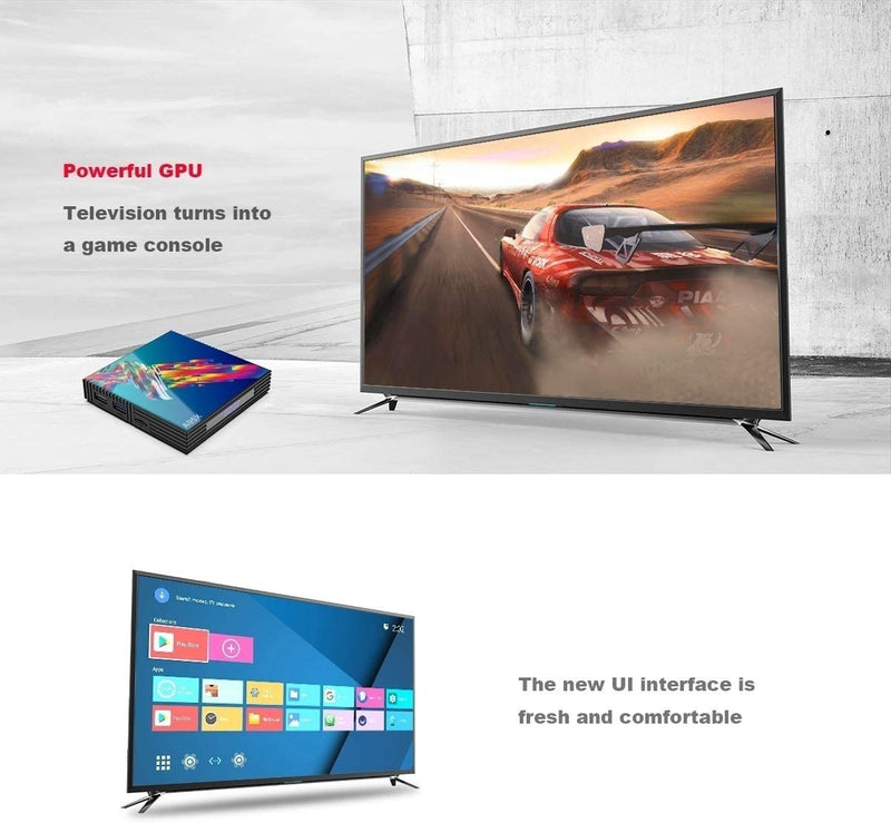 Android 9.0 Smart TV Box, Player Media 6K Resolution 4GB RAM 64GB ROM, RK3318 Chip Quad Core 64-bit, 2.4Ghz+5Ghz WiFi HDMI2.0 USB3.0 Support TF Card