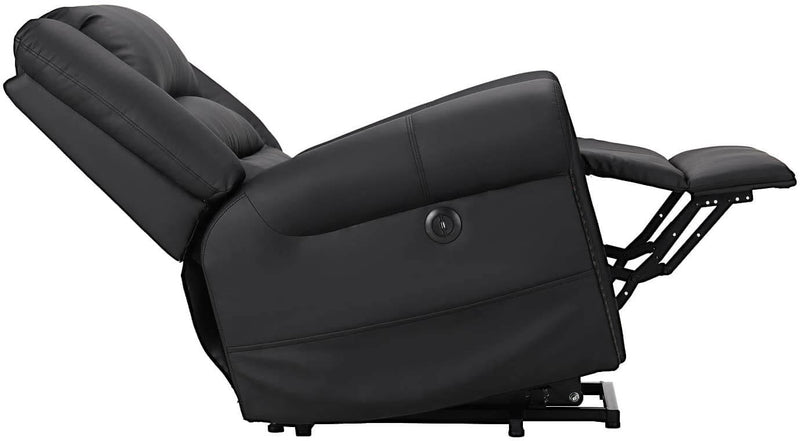 Power Lift Recliner Chair for Elderly, Faux Leather with Rivet Design Electric Recliner Chair with Heated Vibration Massage, Side Pockets & USB Port, Black