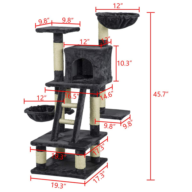 Multi-Level Cat Tree Cat Kitty Activity Center Kitten Play House (Free Gifts)