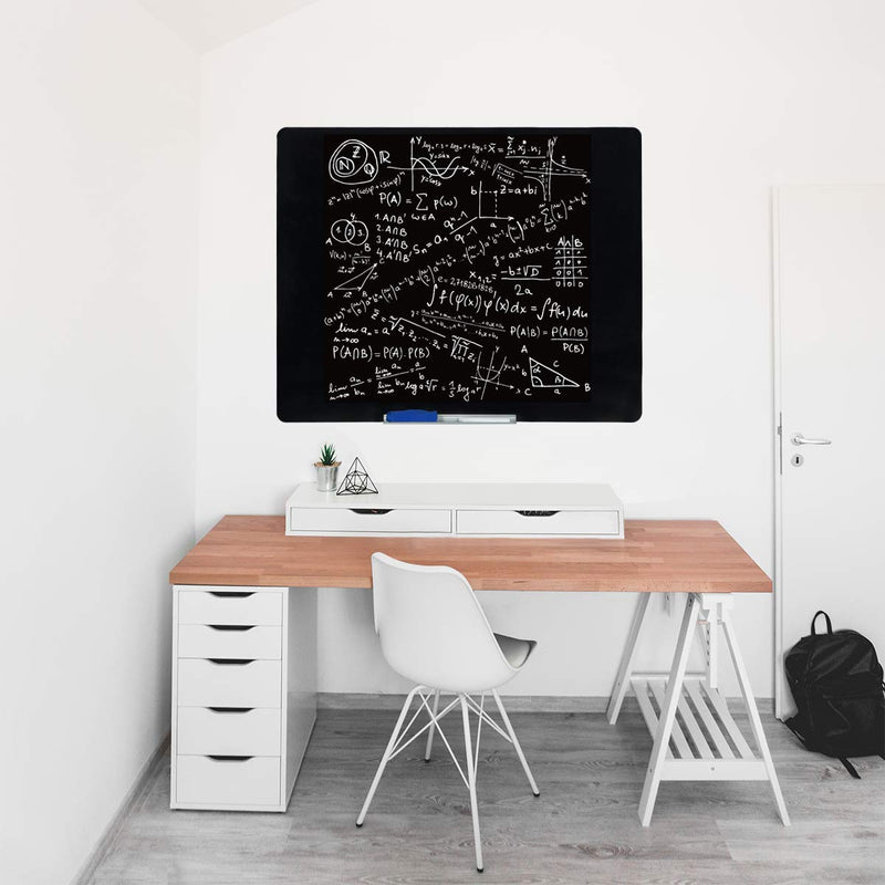 44×36 Inches Magnetic Glass Writing Dry Erase Board Office, Home, School (Black)