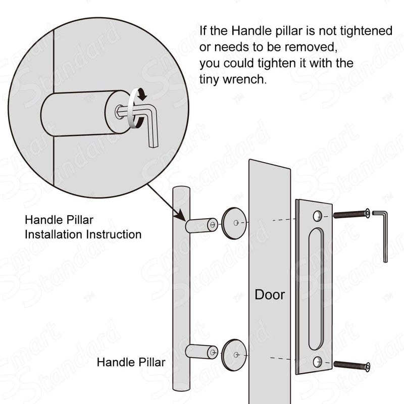 12 Inches Heavy Duty Pull and Flush Sliding Barn Door Handle Set Cylinder