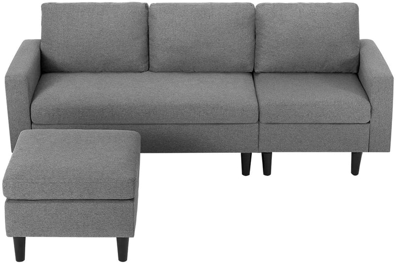 Convertible Couch Sectional Sofa Couch Modern Linen Fabric L-Shape Couch, 3 Piece Living Room Furniture Sets with Chaise Lounge, Dark Gray