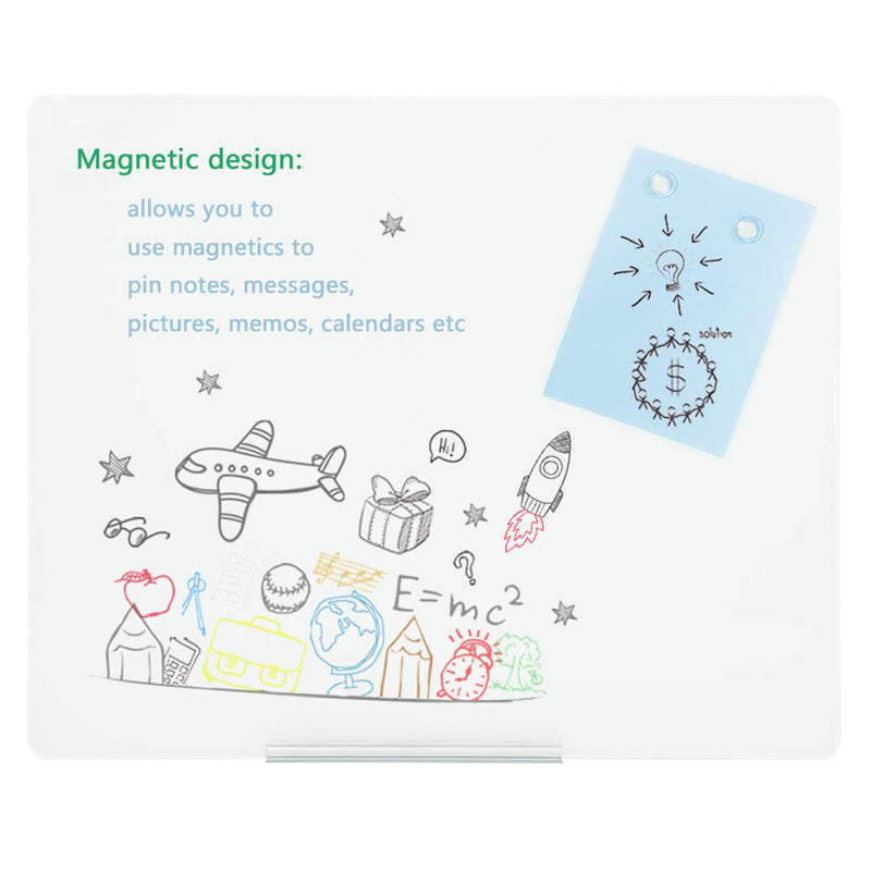 44×36 Inches Magnetic Glass Writing Dry Erase Board White Board (White)