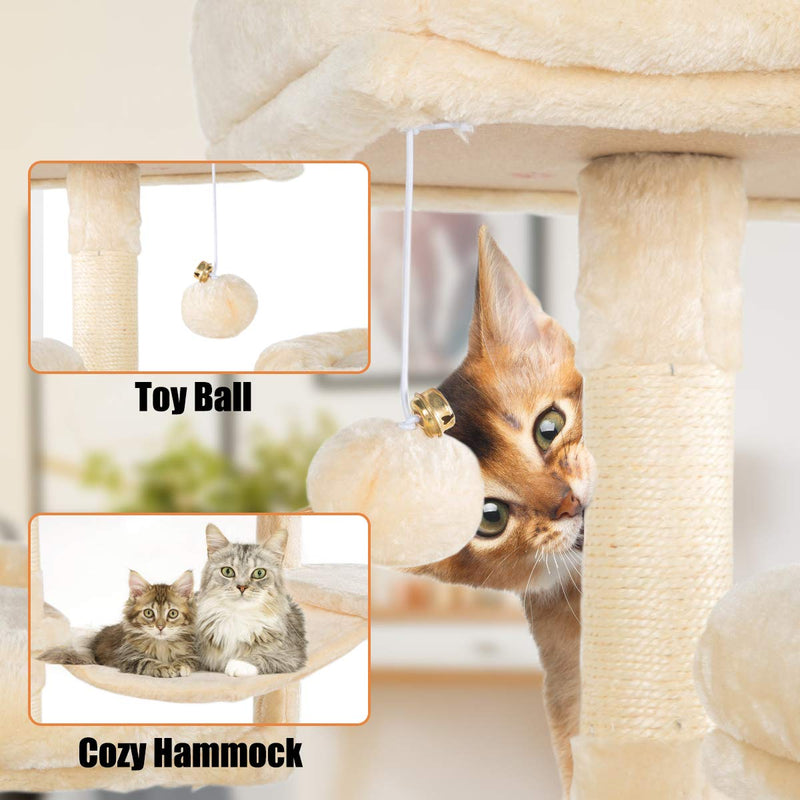 63 inches Cat Tree Tower  Play Condo Furniture (Free Gifts)