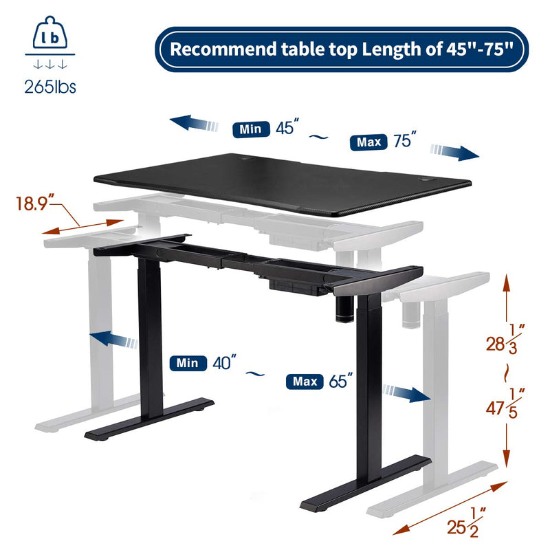 Electric Stand Up Desk Frame Height Adjustable Standing Base Single Motor
