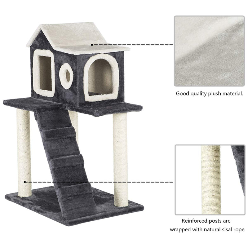35 inches Cat Tree Play Condo Scratching Posts and Climbing Tree Furniture (Free Gifts)