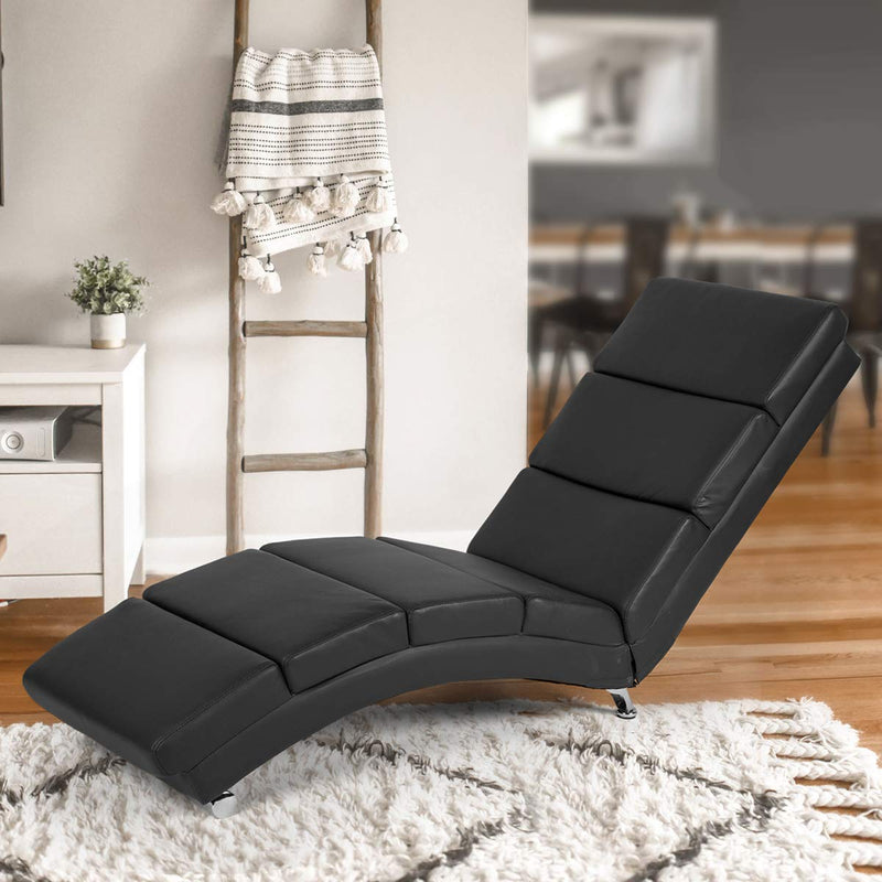 Massage Chaise Lounge Couch Black Modern Indoor with Vibration Heat Fuction