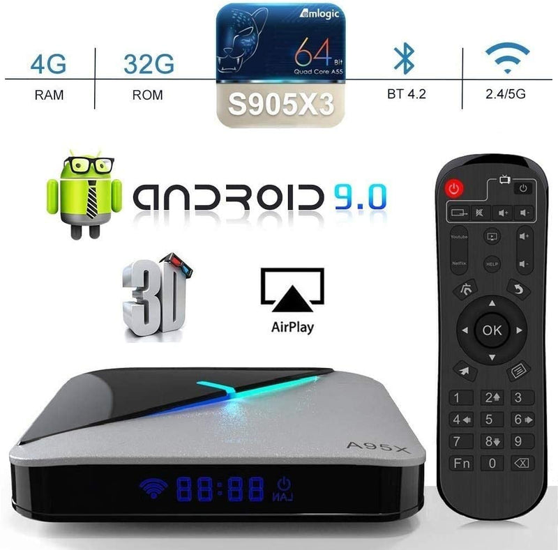 Samrt TV Box A95X F3 Android 9.0 TV Box 64GB 32GB 16GB 5G WiFi RGB Light Smart 4K Media Player with G30 Remote Control
