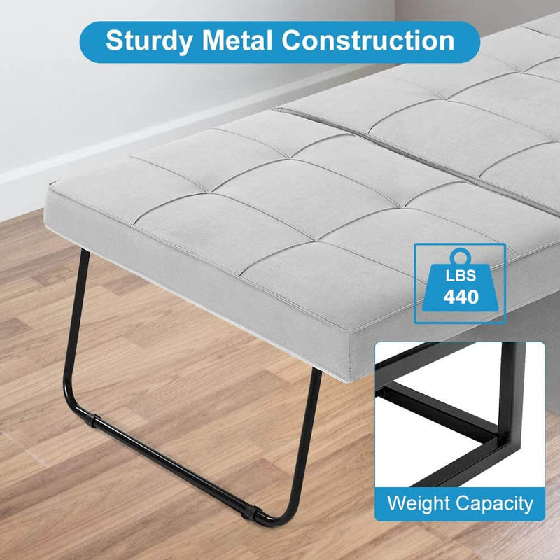 Folding Ottoman Sleeper Guest Bed, 4 in 1 Multi-Function Adjustable Guest Sofa Chair Sofa Bed with Pillow, Light Gray