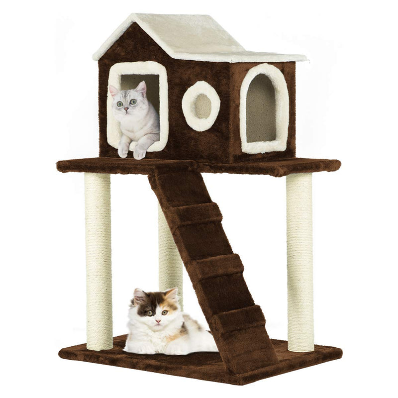 35 inches Cat Tree Play Condo Scratching Posts and Climbing Furniture (Free Gifts)