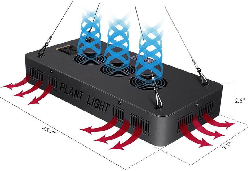 1200W LED Plant Grow Lights for Indoor Plants Full Spectrum Dual-Chip with Daisy Chain & Thermometer Humidity Monitor