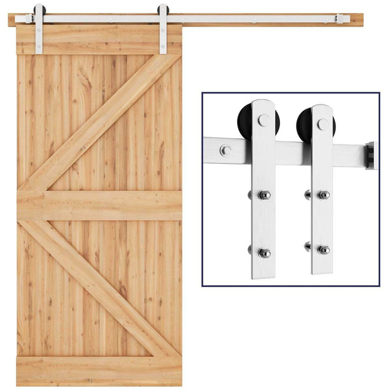 Interior Basic Hanging Stainless Steel Sliding Barn Door Hardware Track Kit I Shape 6.6 Ft