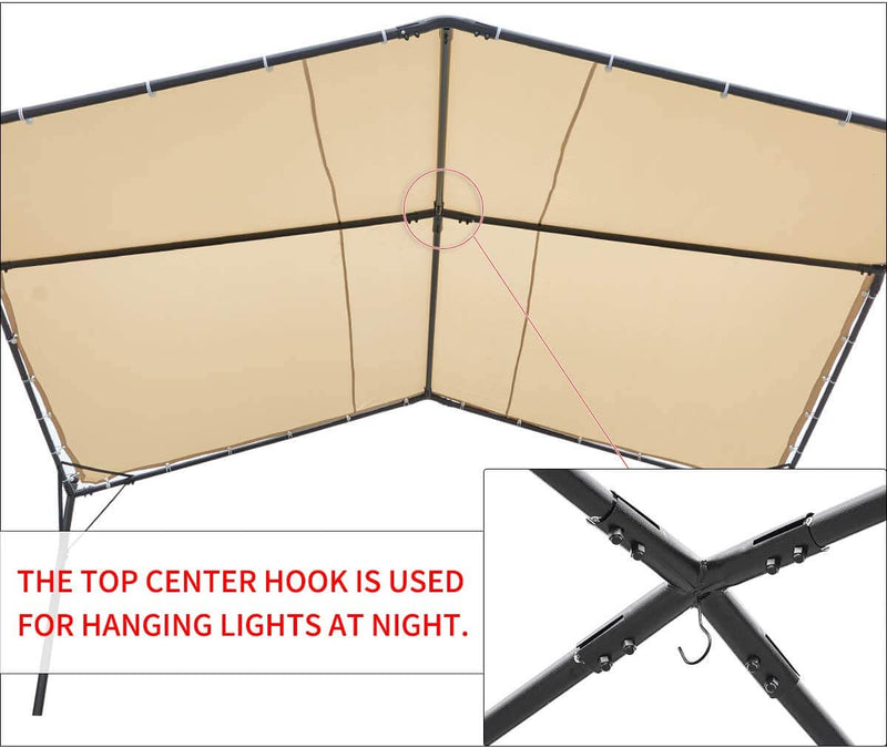 12 x 12ft Gazebo Canopy Weather-Resistant Softtop Gazebo Swan Shape Gazebo Canopy with Powder-Coated Frame, Beige