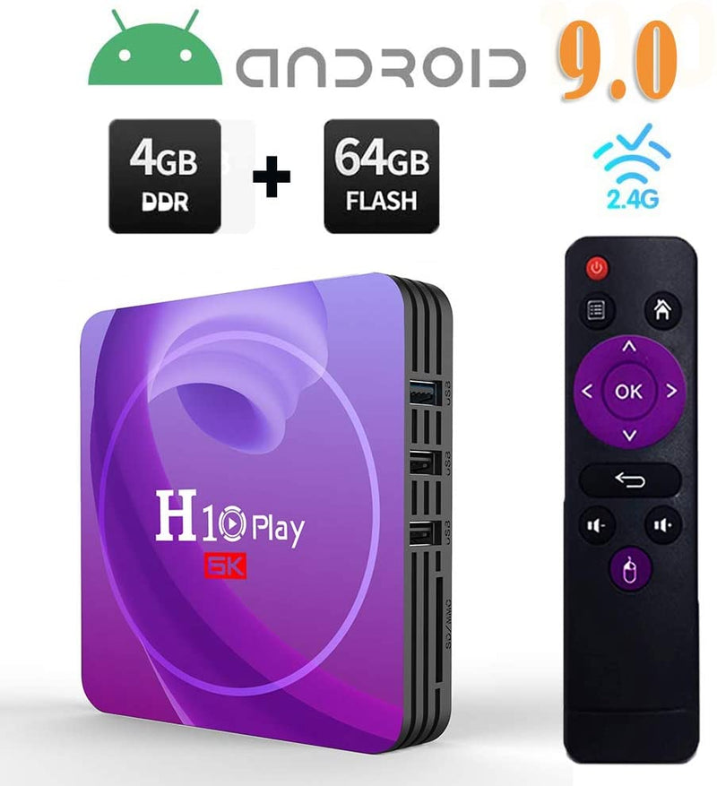 H10 Play Android 9.0 Smart TV Box 8K Resolution 4GB RAM 32GB/64GB ROM WiFi ALLwinner H6 TV Box 6K Quad Core DMI2.0 USB3.0