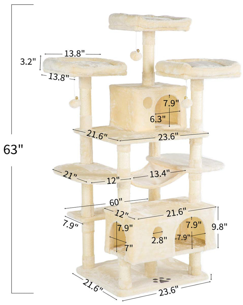 63 inches Cat Tree Tower  Play Condo Furniture (Free Gifts)