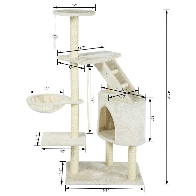 48 inchesMulti-Level Cat Tree Furniture Kittens Activity Tower (Free Gifts)