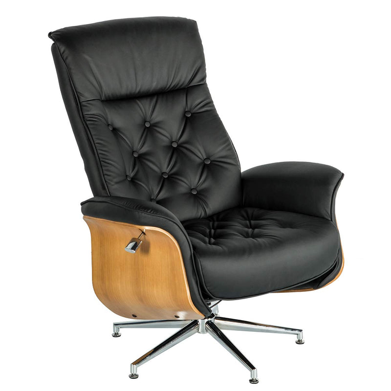 Lounge Chair Mid Century PU Leather Chaise Lounge with Ottoman Set