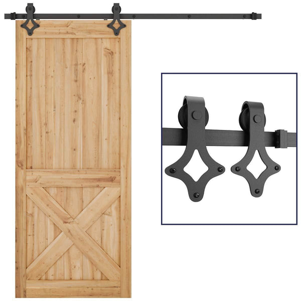 HomHum Sliding Barn Door Hardware Kit Rhombic Shape Heavy Duty Sturdy Modern