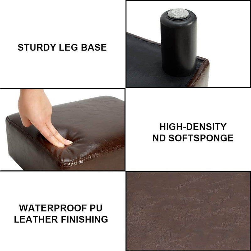 PU Leather Ottoman Small Footrest Stool Modern Seat Chair Footstool, Brown