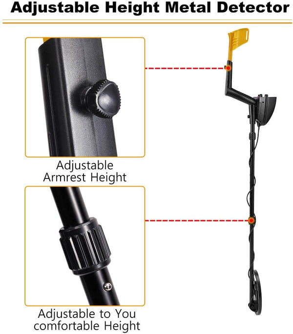 Metal Detector with LCD Display, Accurate Gold Detector with Waterproof Sensitive Search Coil, P/P & Disc Modes, Adjustable Height for Adults & Kids