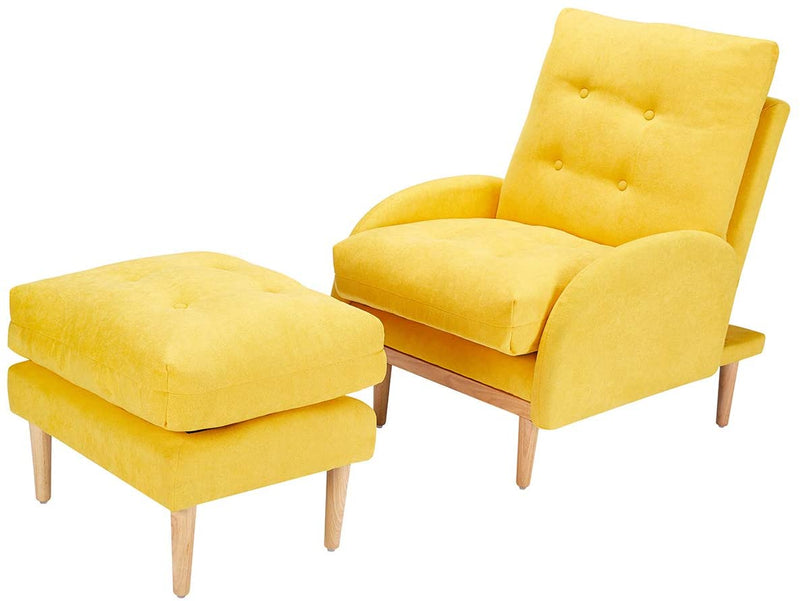 Sofa Chair with Ottoman Fabric Lounge Recliner Adjustable Backrest