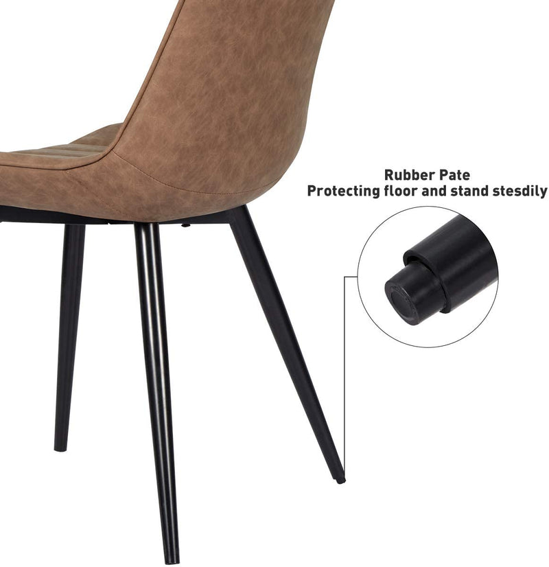Faux Leather Dining Chairs Set of 2 Modern Leisure Upholstered Chair Brown