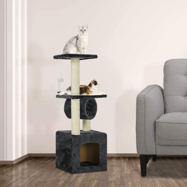 36 inches Multi-Level Cat Tree Furniture Kittens Activity Tower Grey (Free Gifts)