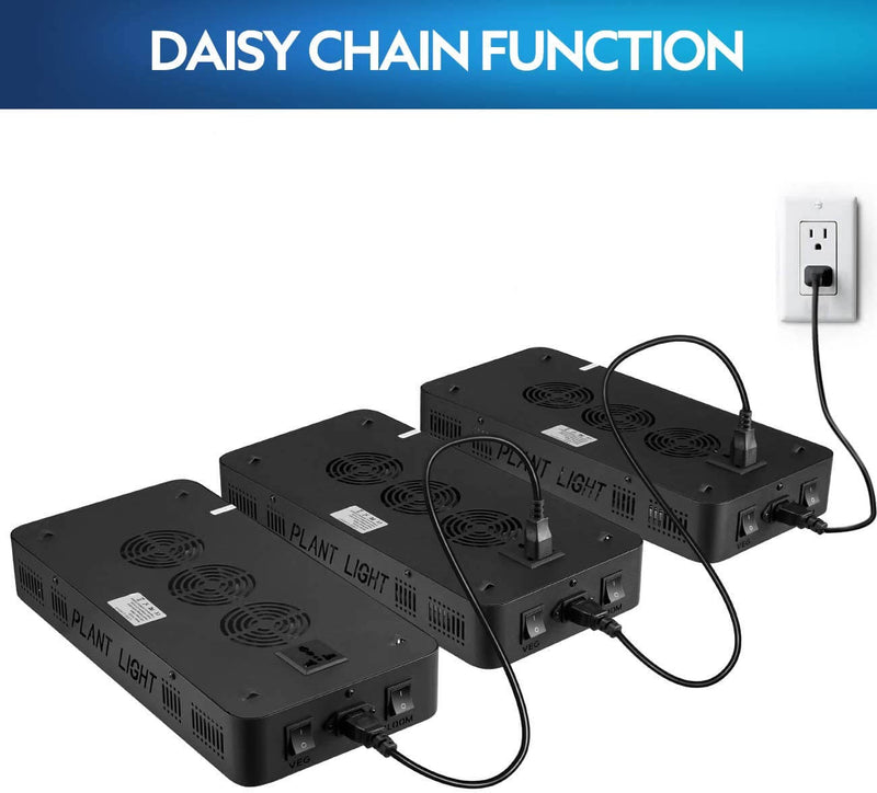 900W LED Plant Grow Lights for Indoor Plants Full Spectrum Dual-Chip with Daisy Chain & Thermometer Humidity Monitor