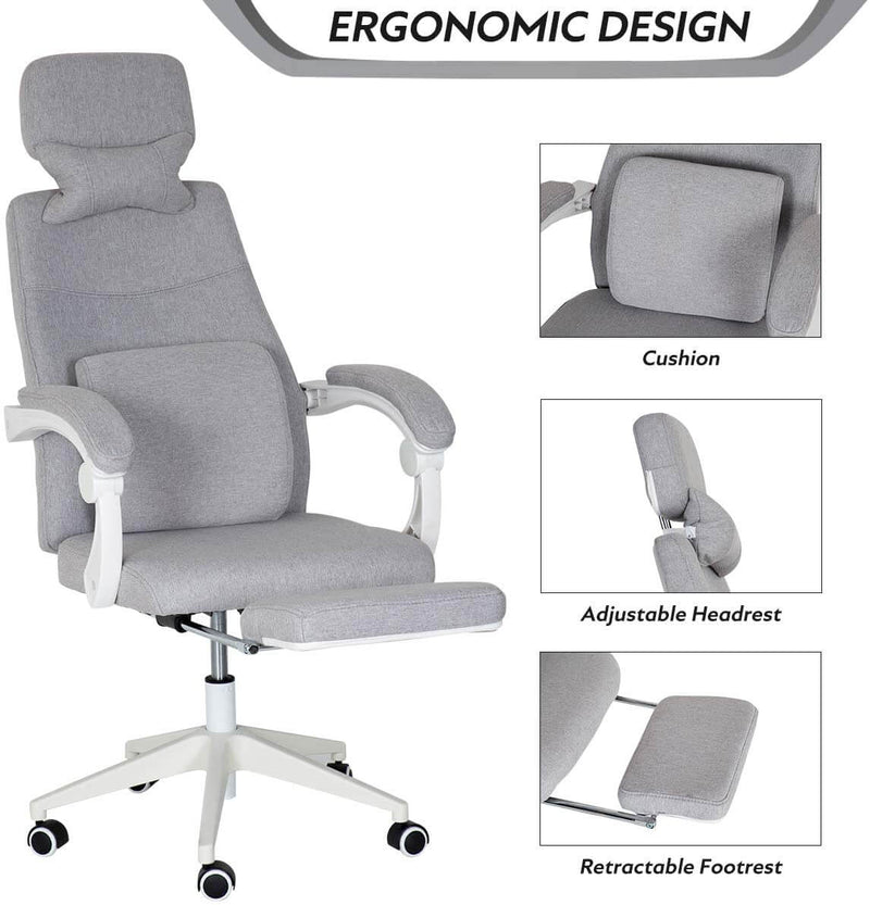 Ergonomic Office Chair, High Back Adjustable with Footrest and Headrest Desk Chairs with Flip Up Armrests and Lumbar Support, Gray