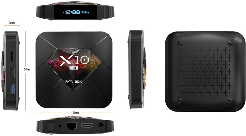 Android 9.0 TV Box,X10 Plus Smart TV Box, H6 2.4G WiFi 4GB RAM 64GB ROM Set,USB3.0 H.265 6K Media Player Support TF Card