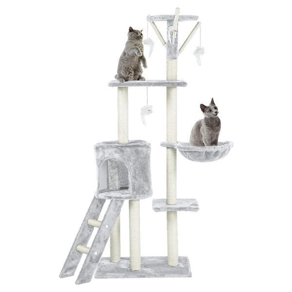 56 inches Multi-Level Cat Tree Condo Cat Deluxe Cat Tower Kitten Play House (Free Gifts)