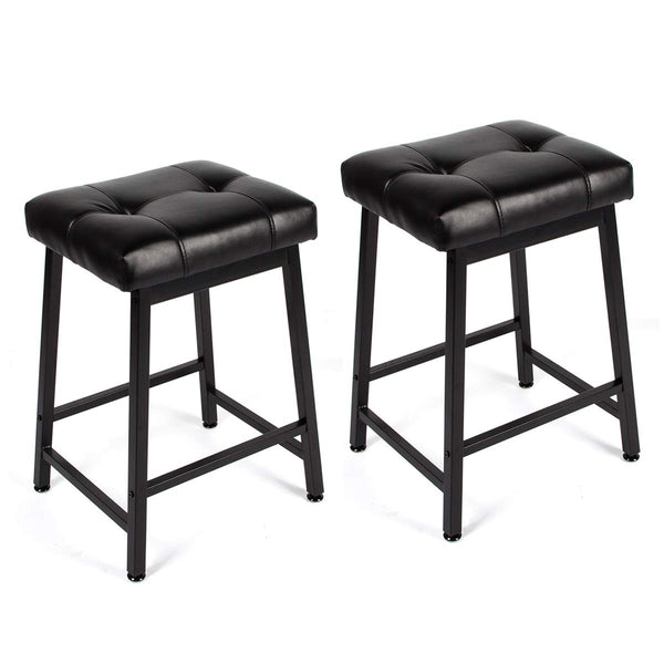 24 inches Counter Height Bar Stools Set of 2  with Faux Leather Cushion