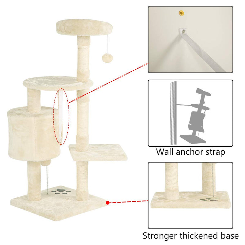 44 inchesMulti-Level Cat Tree Tower Condo Cat Activity Center (Free Gifts)