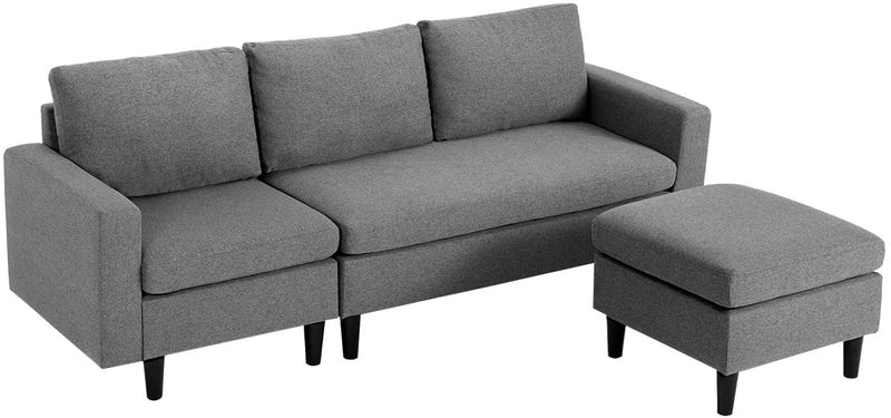 Convertible Couch Sectional Sofa Couch Modern Linen Fabric L-Shape Couch, 3 Piece Living Room Furniture Sets with Chaise Lounge, Dark Gray