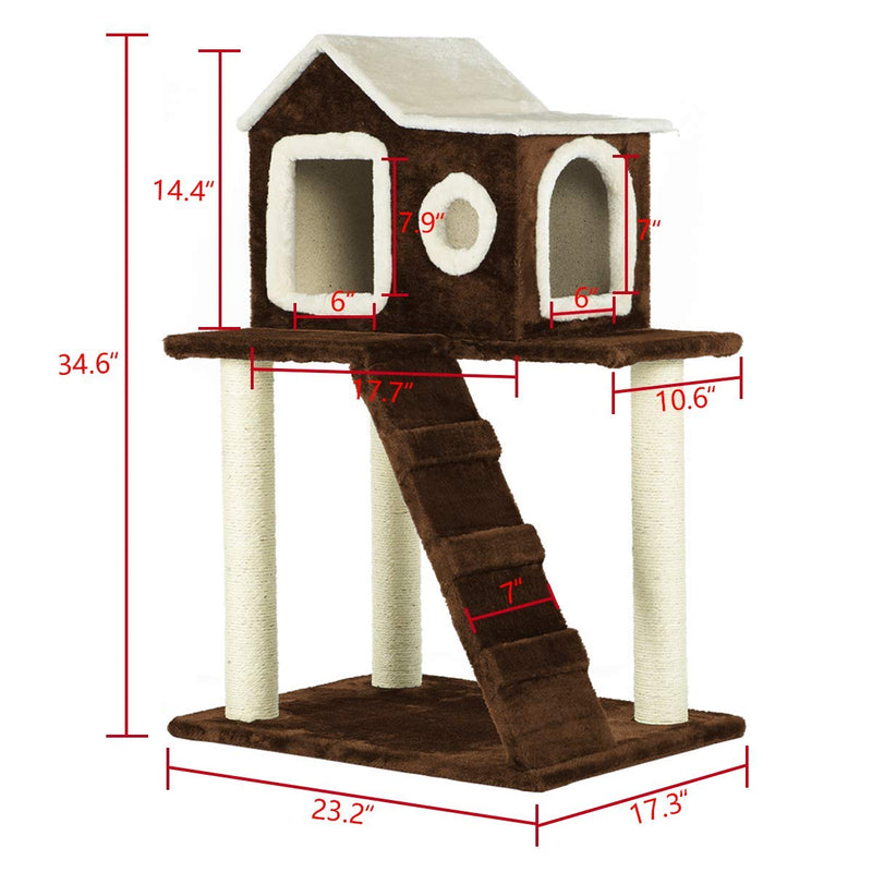 35 inches Cat Tree Play Condo Scratching Posts and Climbing Furniture (Free Gifts)