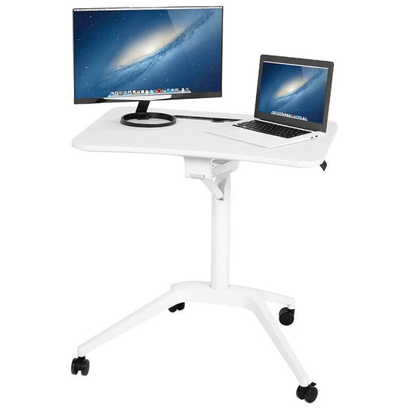 Adjustable Height Laptop Desk Multifunctional Mobile Podium, Sturdy and Ergonomic, White