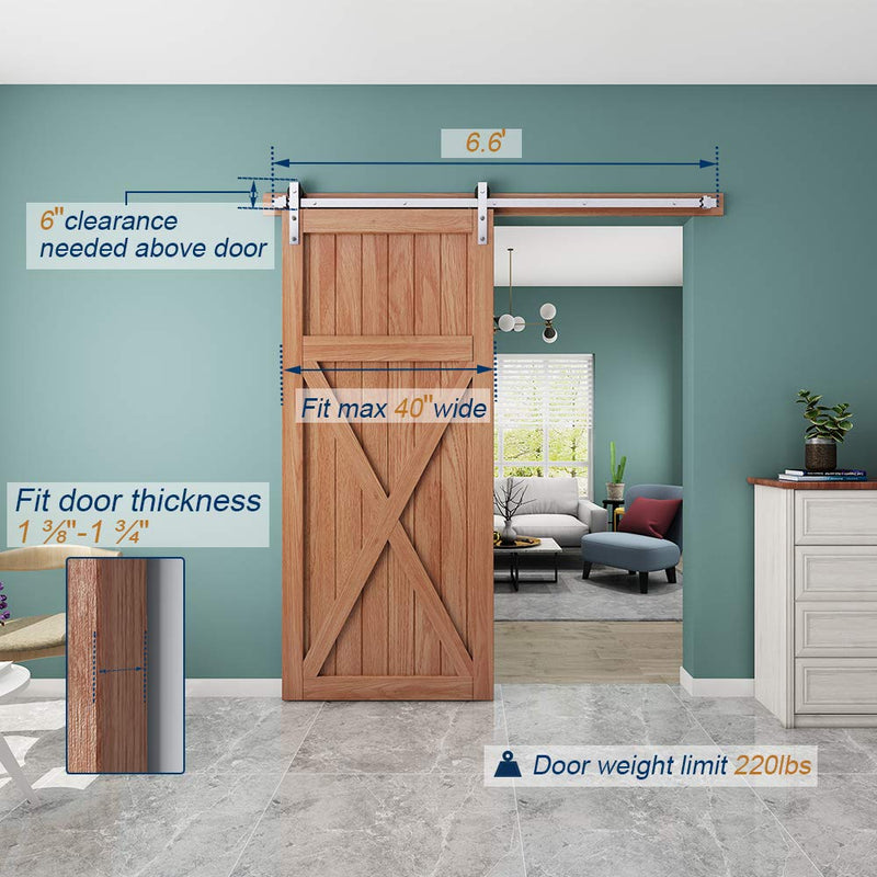 Brushed Nickle Sliding Barn Door Hardware Track Kit Ultra Hard Sturdy J Shape