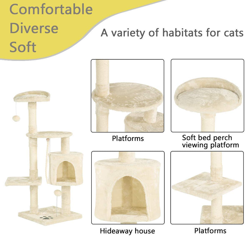 44 inchesMulti-Level Cat Tree Tower Condo Cat Activity Center (Free Gifts)