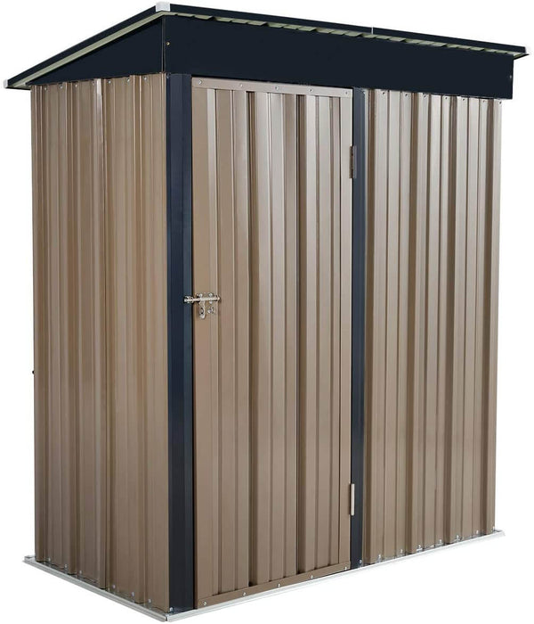 5' x 3' Outdoor Metal Storage Shed, Steel Garden Backyard Sheds with Single Door & Lock, Utility Tool Storage, Gray and Black
