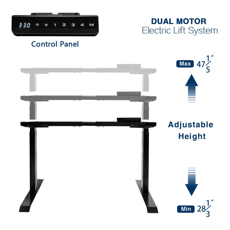 Electric Standing Desk Frame Motor Memory Preset Controller Black Dual